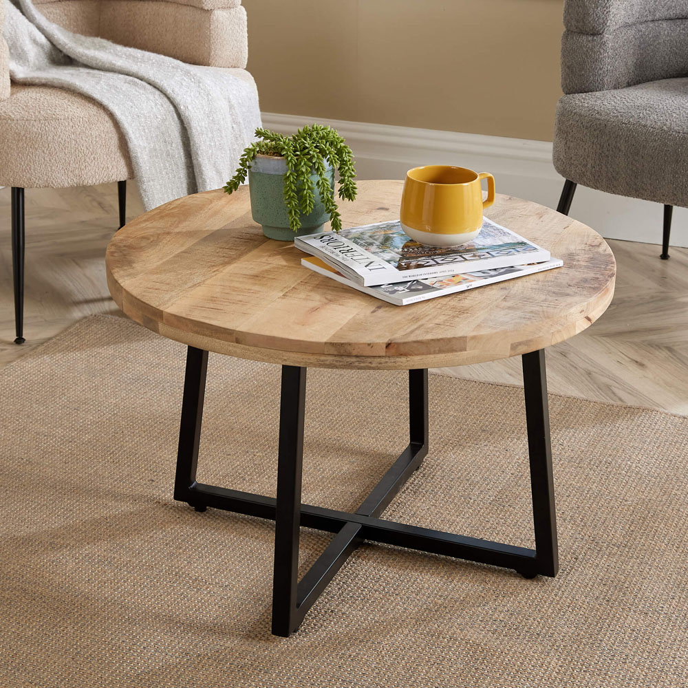 Home Source Modesto Mango Wood Round Coffee Table Image 6