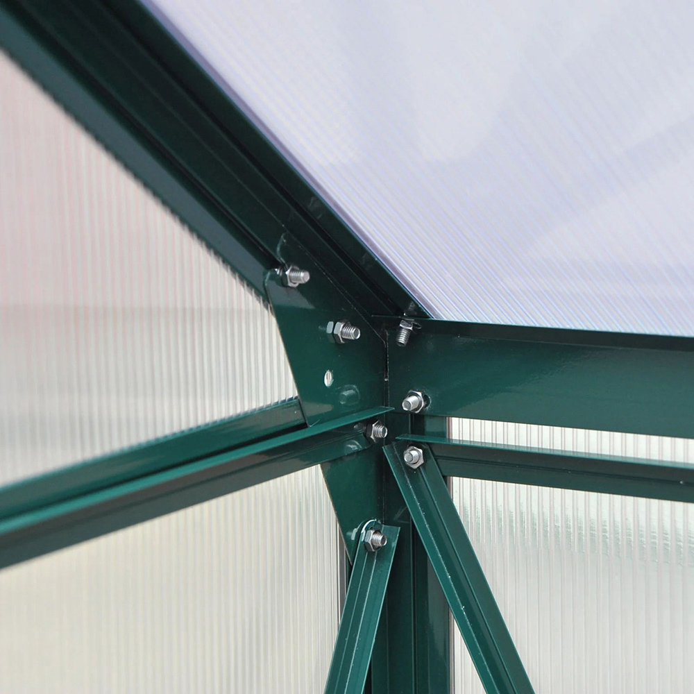 Living and Home 6.2 x 4.2ft Aluminium Hobby Greenhouse with Base and Window Opening Image 3