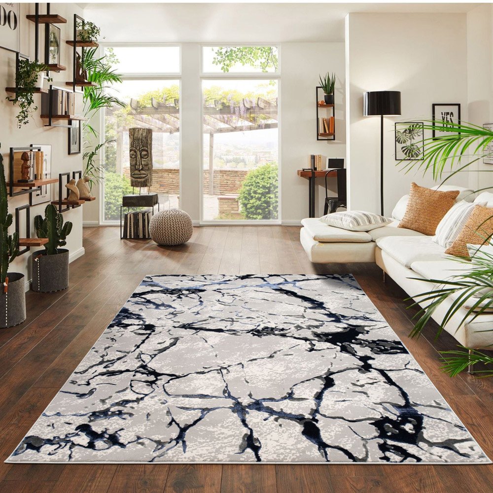 Smart Ritz Rugs Smart Living Venice Blue Carved Rug 160 x 230cm | Homebase