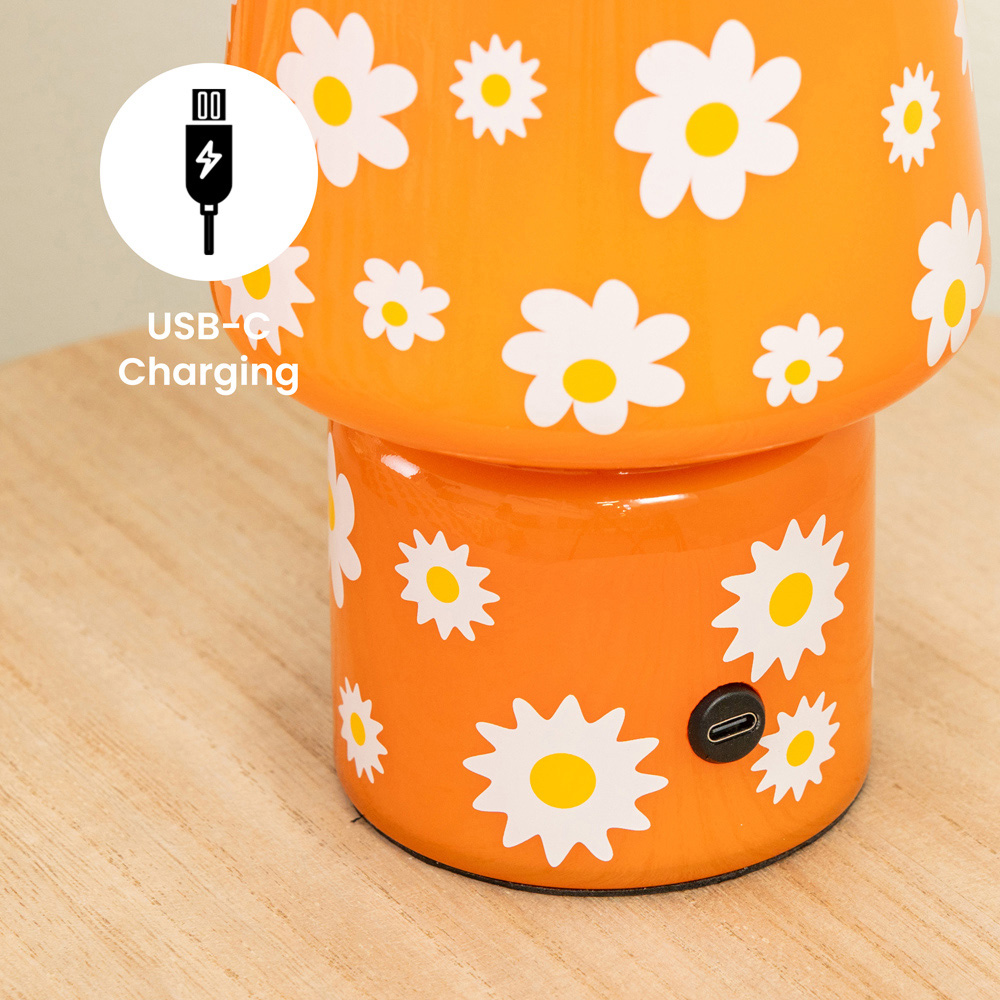 ValueLights Hanya Flower Glass Rechargeable LED Portable Table Lamp Image 6