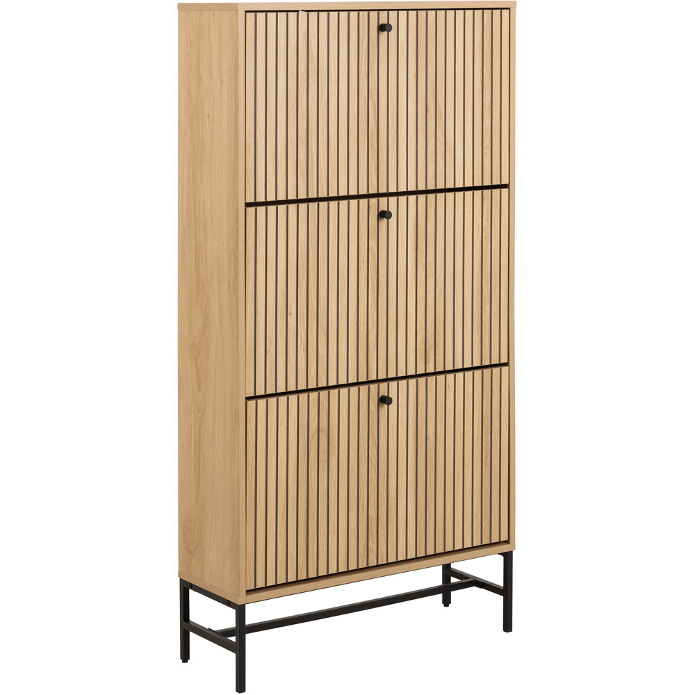 Florence Albany 3 Flip Down Door Oak Shoe Cabinet Image 2