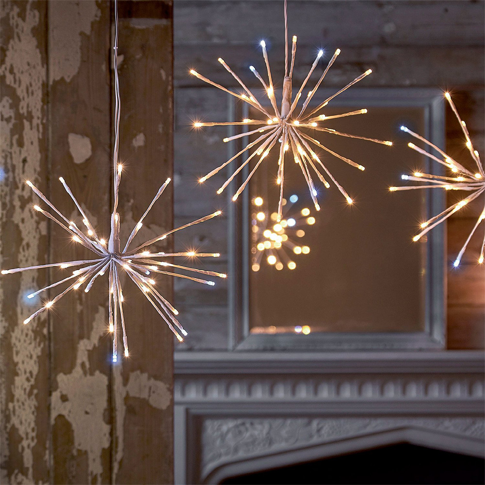 Big House Classic White Twinkling Sparkle Balls Christmas Decoration 4 Pack Image 2