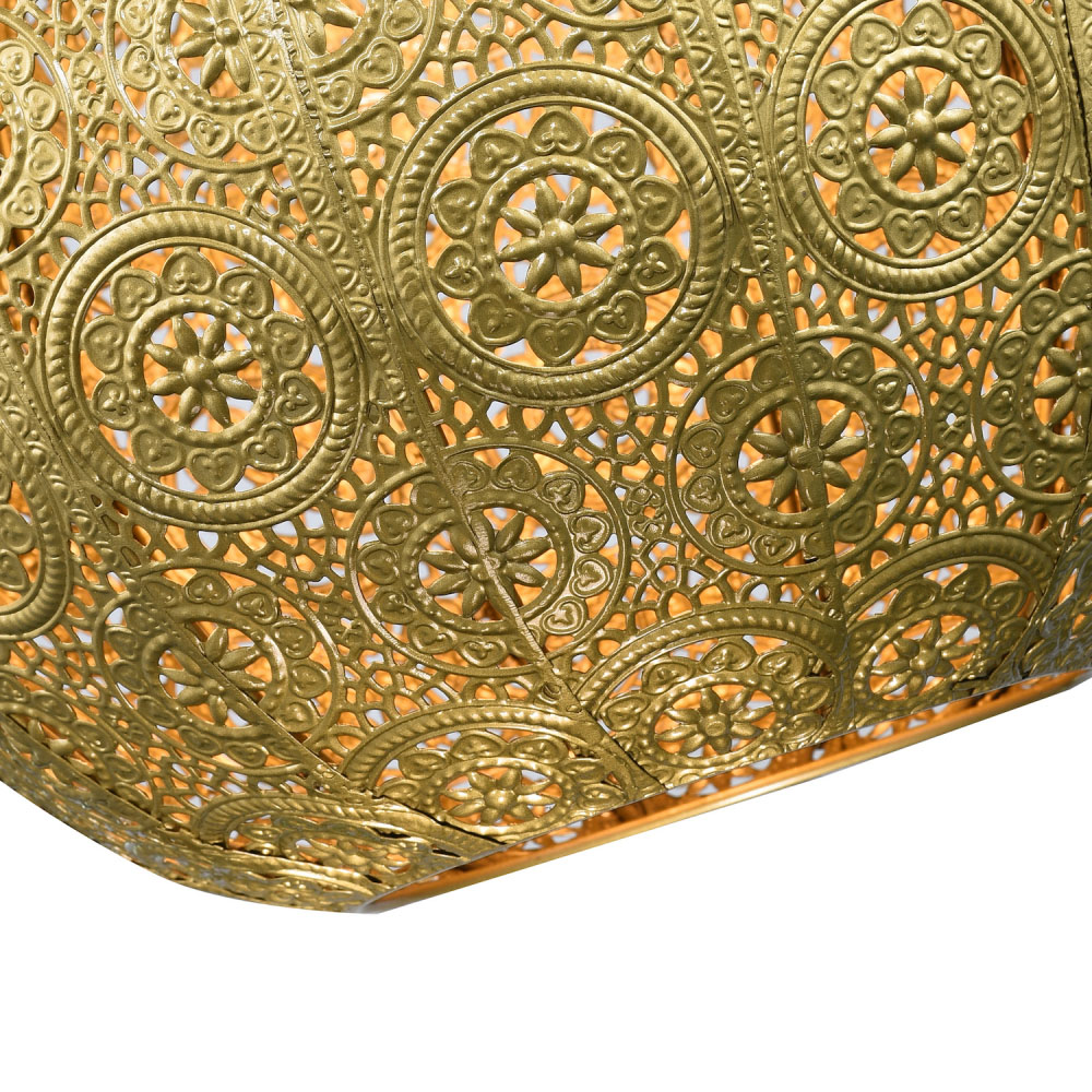 Happy Homewares Satin Gold Metal Spherical Moroccan Vintage Design Pendant Shade Image 6