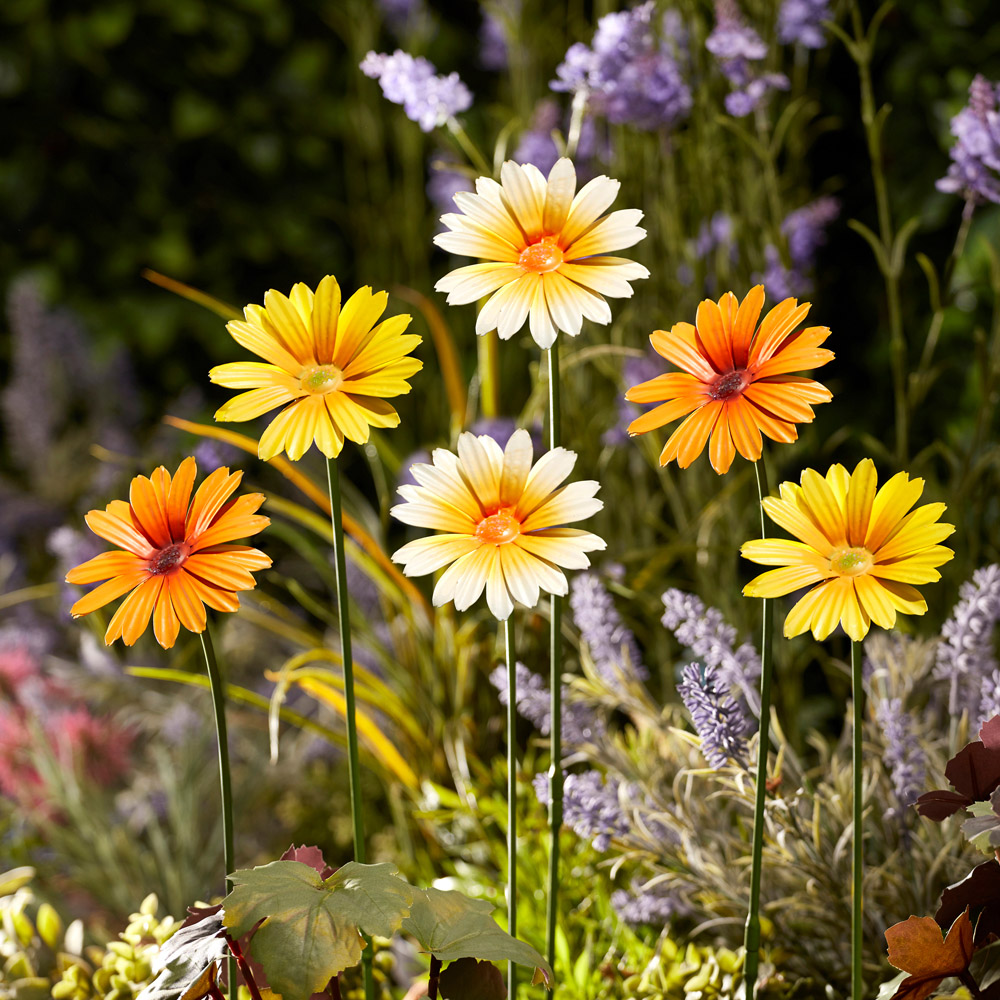 Garden Gear Mixed Metal Daisy Stake 58cm 12 Pack Image 3
