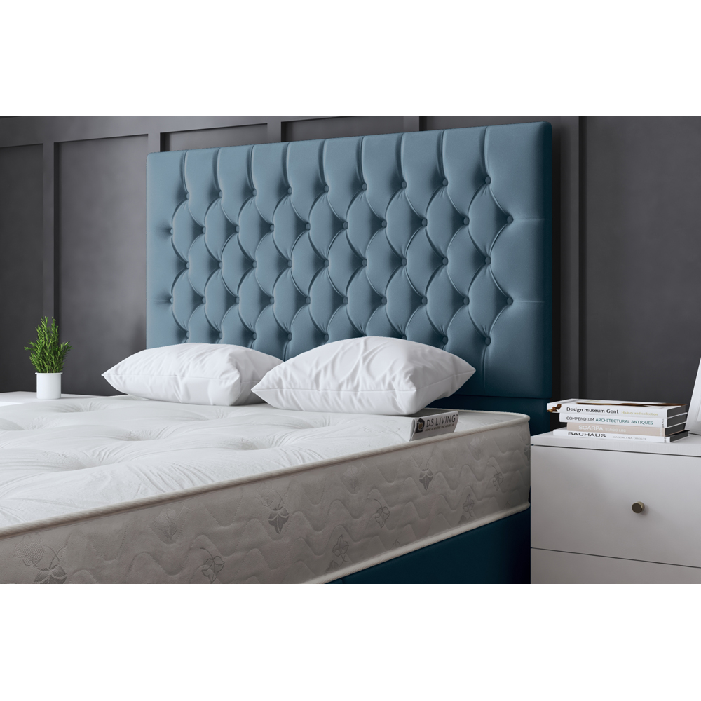 DS Living Seraphine Super King Size Blue Upholstered Panel Divan Bed Image 3