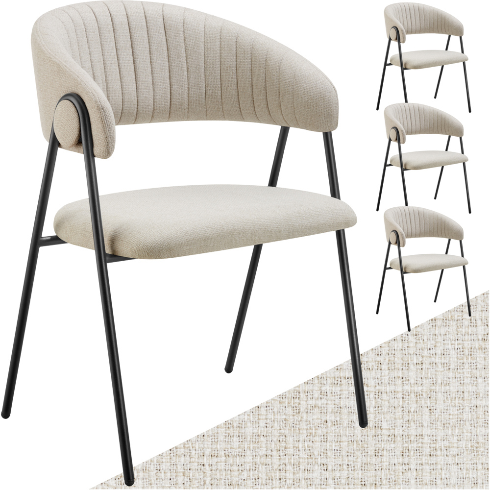 tectake Bedano Set of 4 Greige Dining Chair Image 2