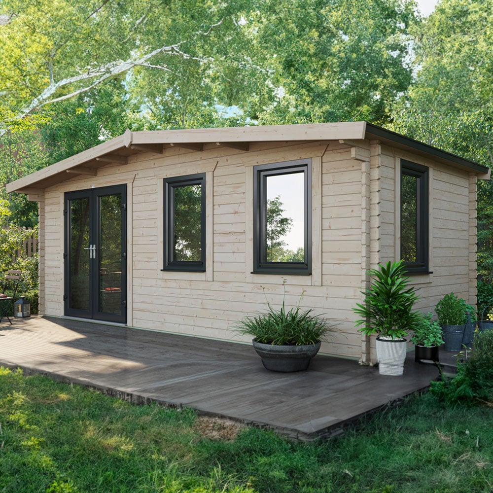 Power Sheds 10 x 20ft Left Double Door Chalet Log Cabin Image 2