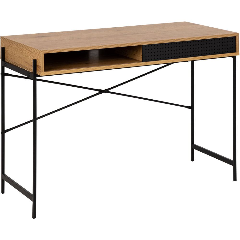Florence Angus Single Door Oak and Black Office Desk Image 3