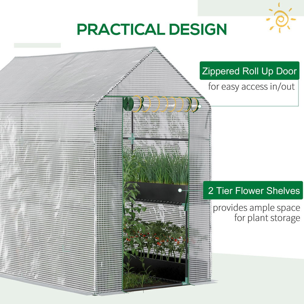 Outsunny White 6 x 4ft Walk In Steeple Grow House Image 6