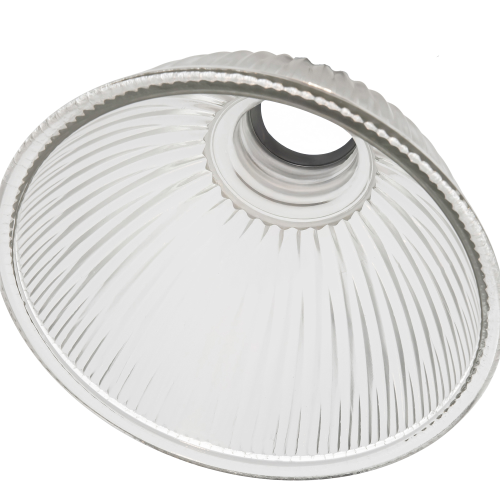 Happy Homewares American Diner Clear Glass Shade with Ribbed Lines 2 Pack Image 7