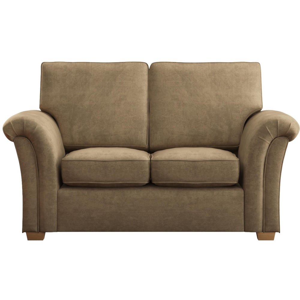 Castleacre 2 Seater Mink Plush Velvet Fixed Back Sofa Image 3