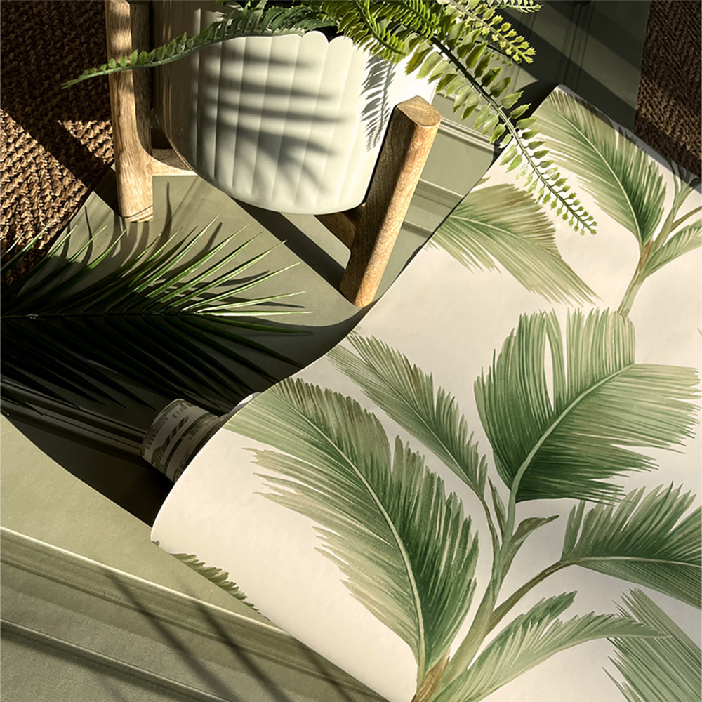 Belgravia Decor Kailani Sage and Cream Wallpaper Image 4