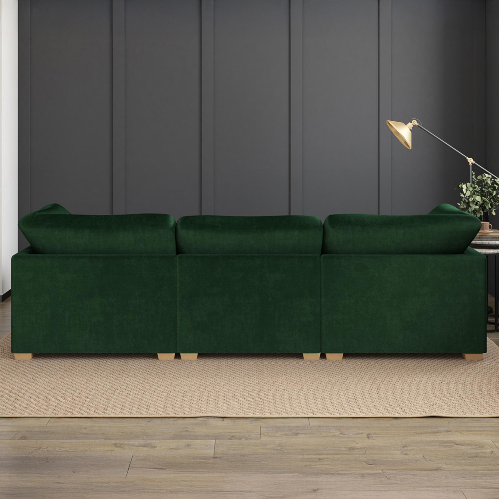 Nestle 5 Seater Forest Green Plush Velvet Fixed Back U-Shape Sofa Image 8