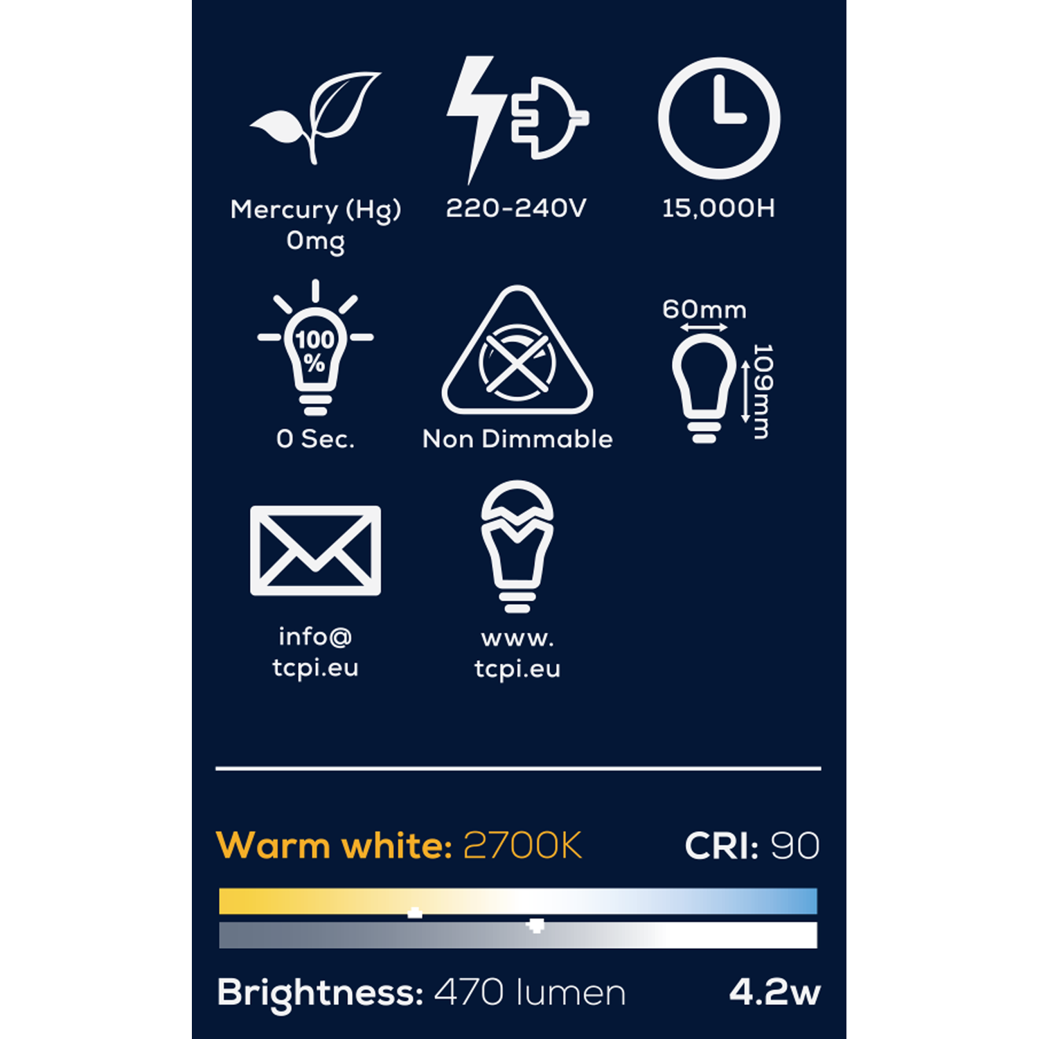 TCP Spiral Filament Classic 470L E27 Bulb - Warm White Image 2