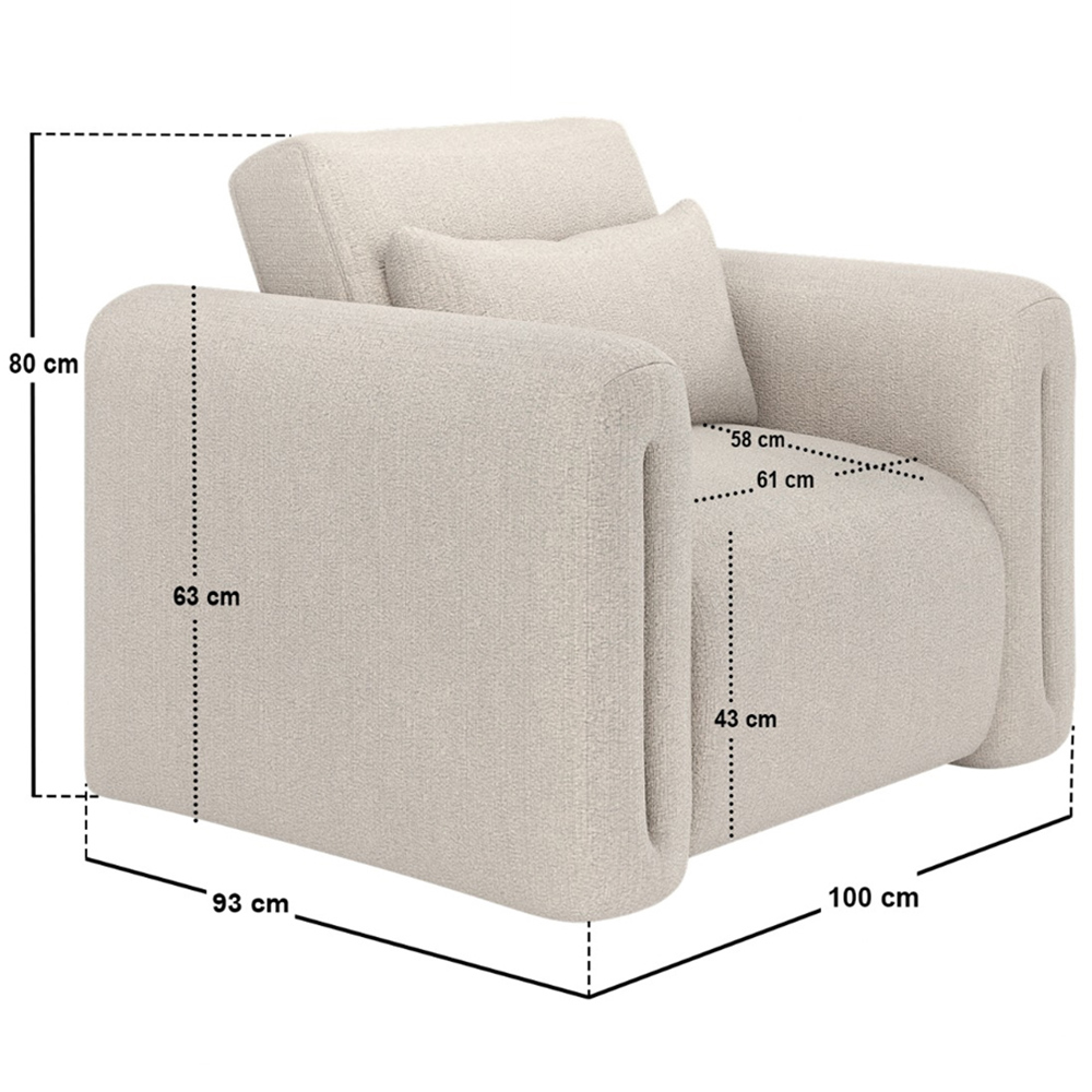 Solace+Co Mabel Beige Chenille Armchair Image 8