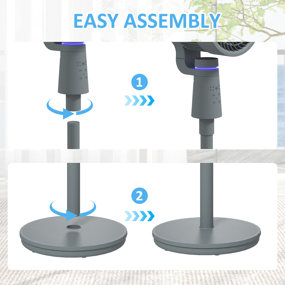 HOMCOM Grey Oscillating Pedestal Fan 37 inch Image 8