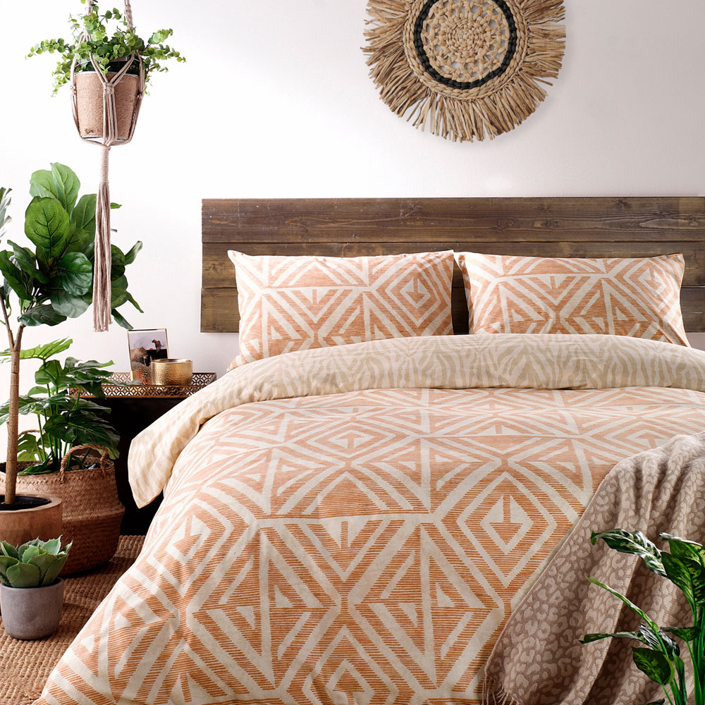furn. Tanza Double Terracotta Duvet Set Image 1