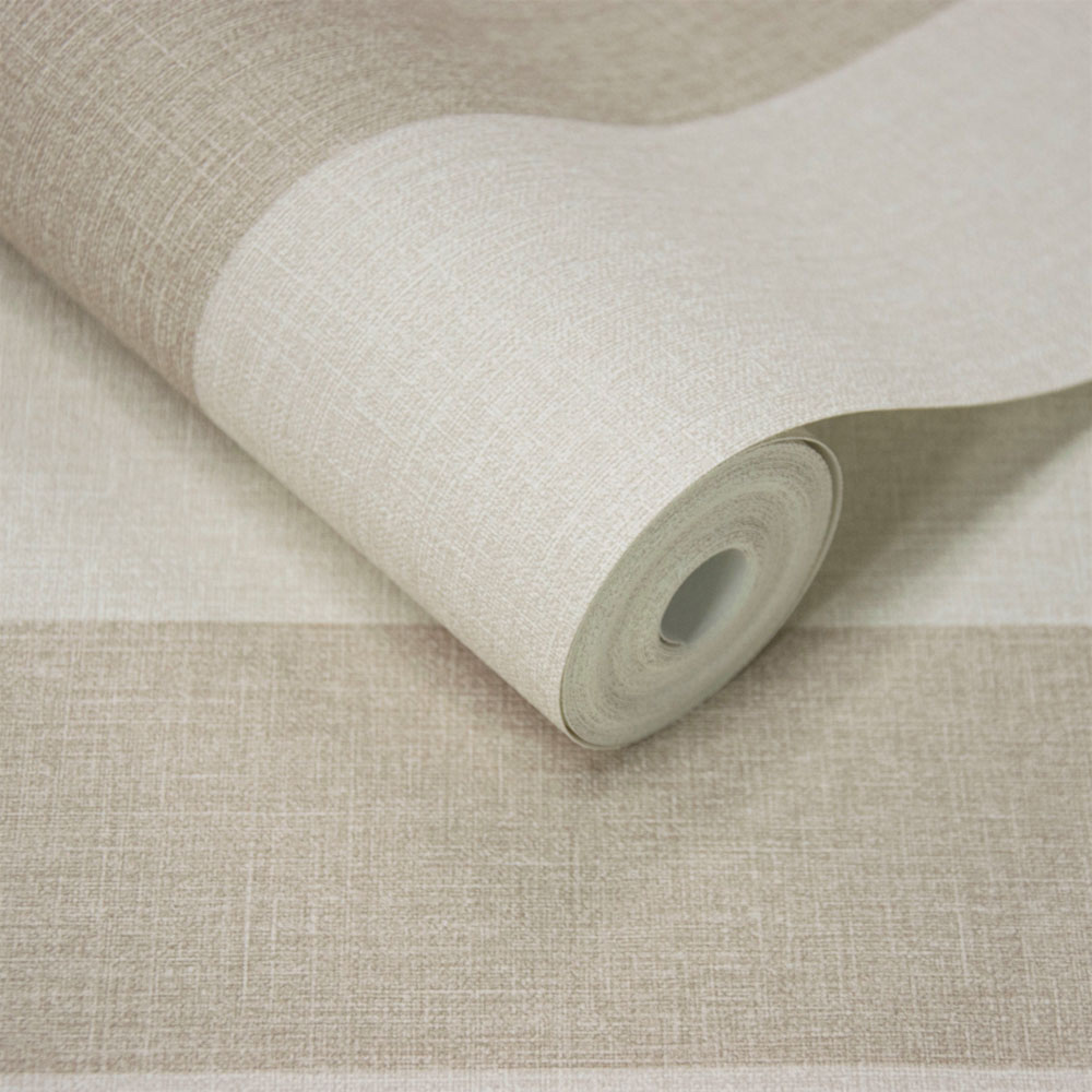 Grandeco Boutique Pure and Protect Stratus Stripe Linen Textured Antibacterial Ecru Wallpaper Image 2