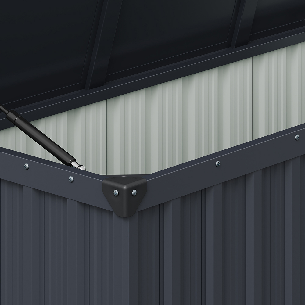 Living and Home Anthracite Waterproof Large Lockable Metal Storage Box with Wheels 550L Image 5