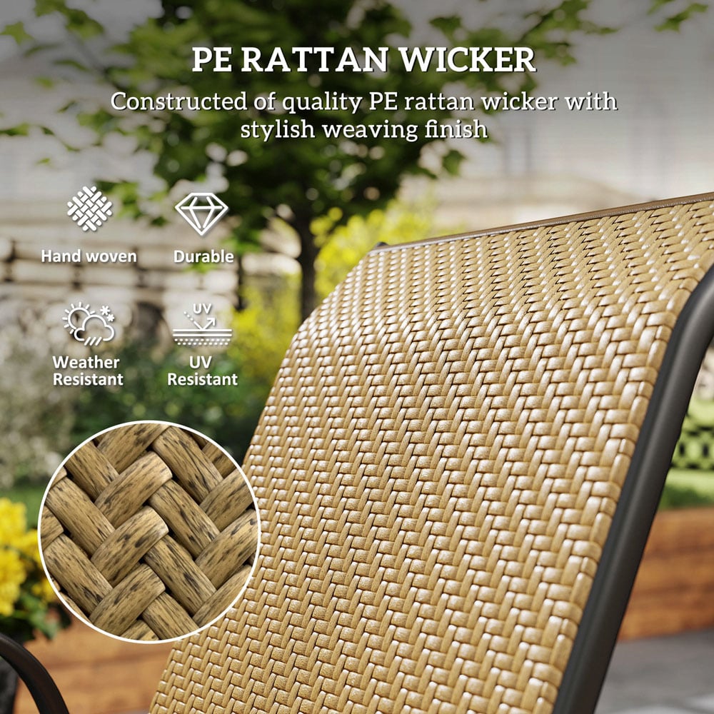 Outsunny Set of 4 Khaki Wicker Stackable Garden Chair Image 6