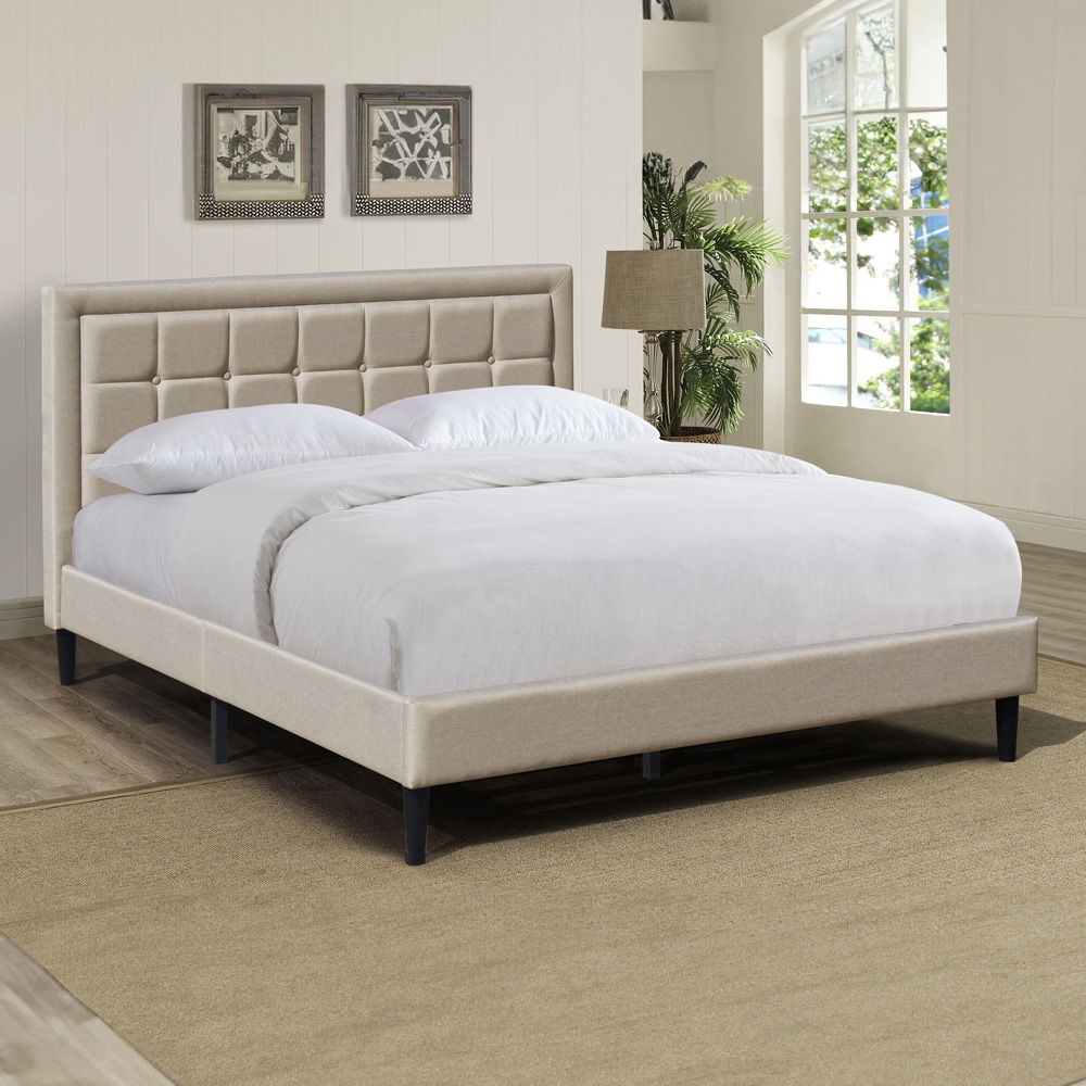 Brooklyn Double Stone Buttoned Headboard Bed Frame Image 1