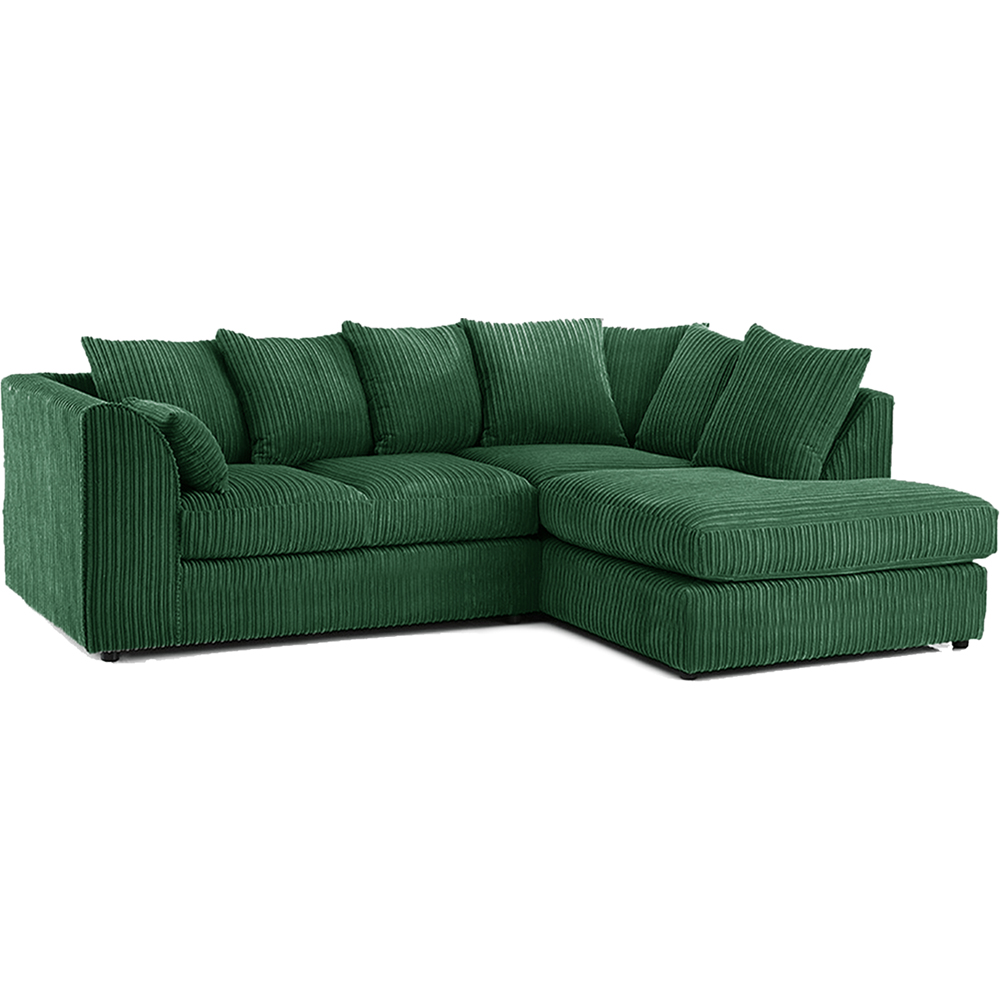 Luxor 3 Seater Green Jumbo Cord Right Hand Facing Corner Sofa Image 2