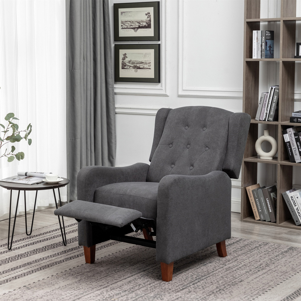 Furniture One Grey Wing Back Pushback Recliner Armchair Image 6