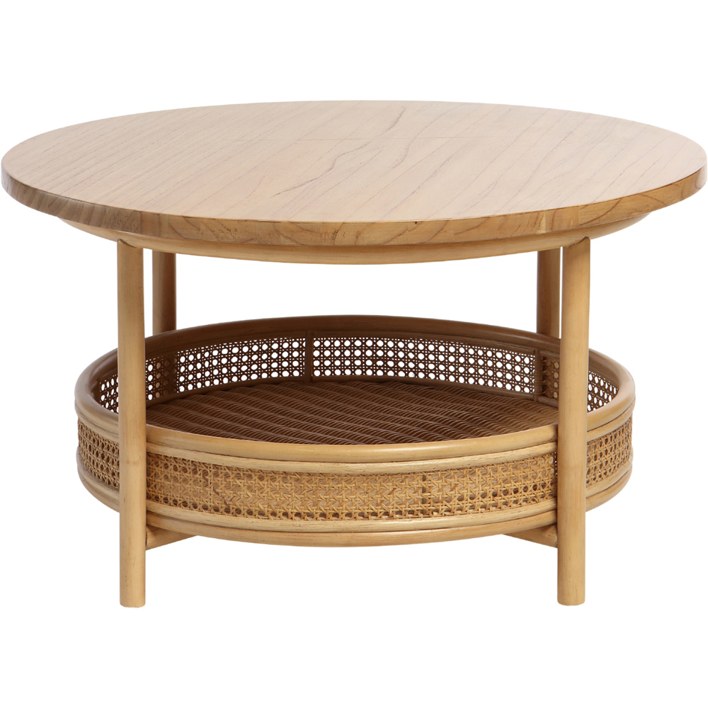 Desser Mindi Single Shelf Light Oak Natural Rattan Coffee Table Image 3