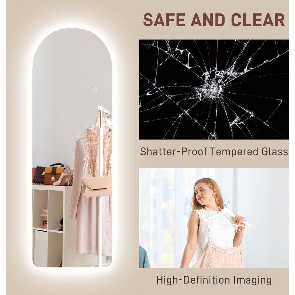 Portland 3 Colour Adjustable Full Length Wall Mirror with Lights Dimming 120 x 40cm Image 8