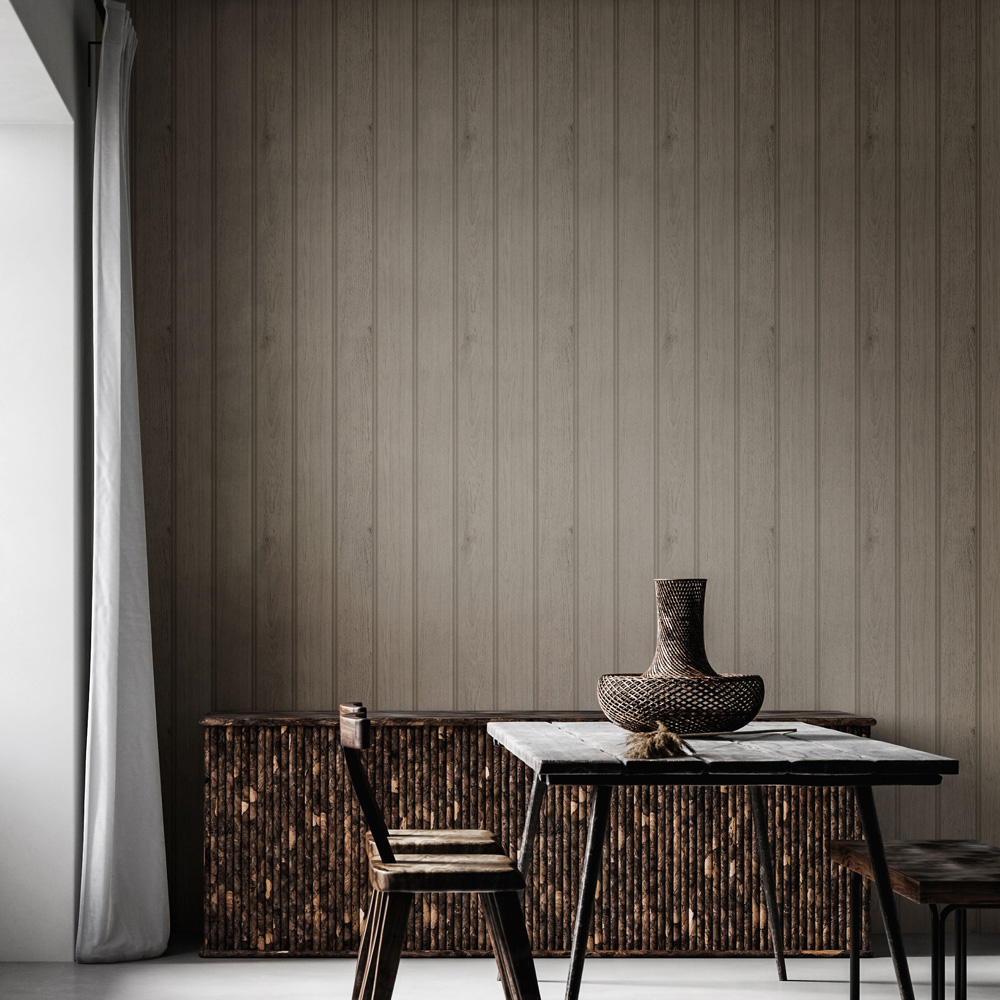 Hoopla Walls Mink Tongue and Groove Wallpaper Image 2