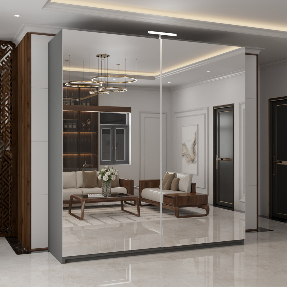 M N Furniture Modern 2 Door Grey Mirrored Sliding Wardrobe 150cm Image 5