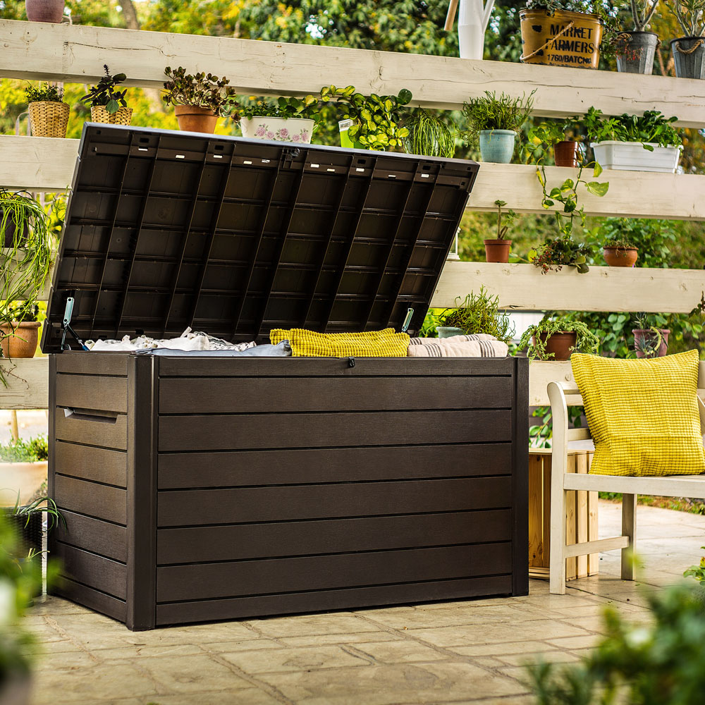 Keter XXL Brown Wood Effect Outdoor Deck Box 870L Image 5