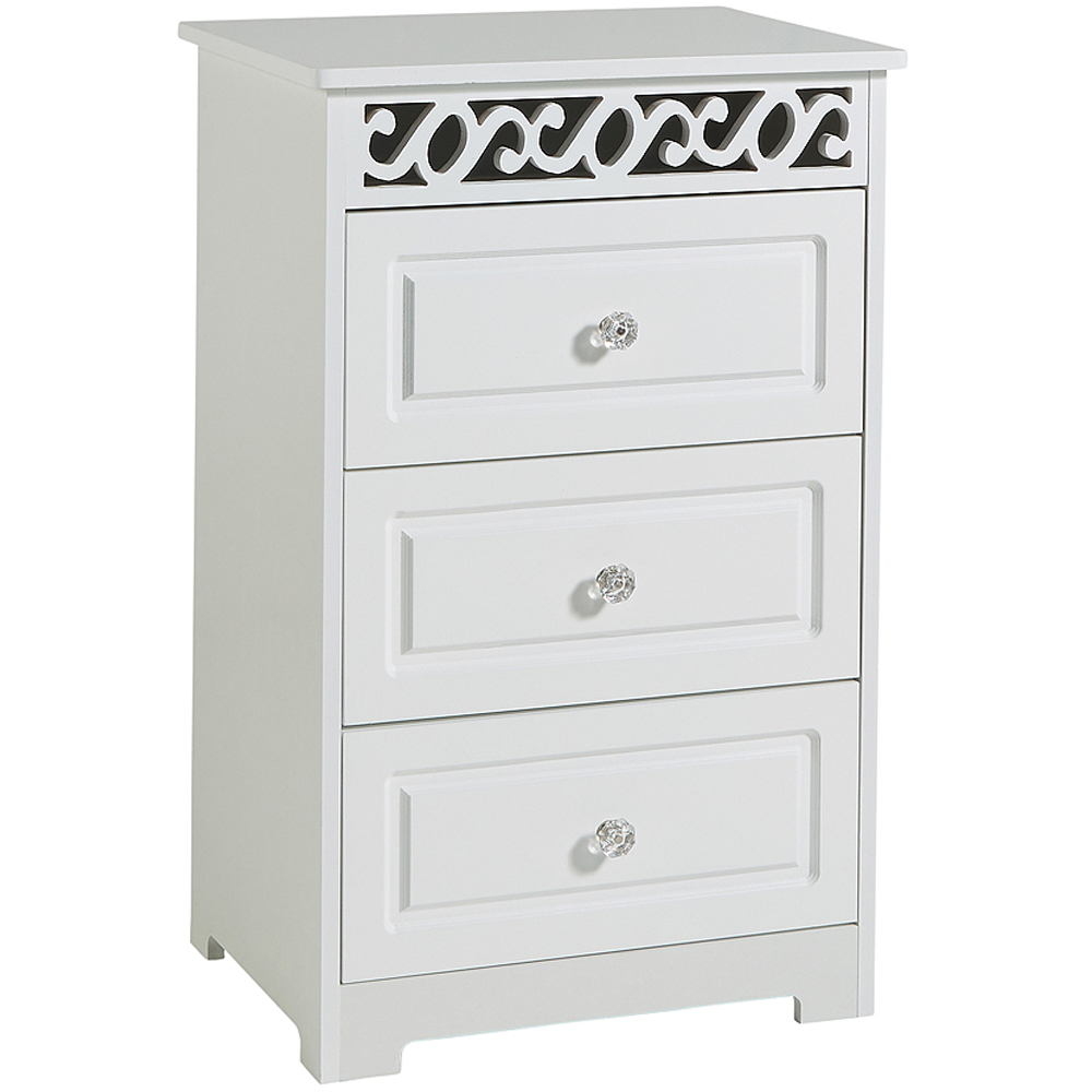 Home Source Whitehaven 3 Drawer White Chest Storage Unit Image 2