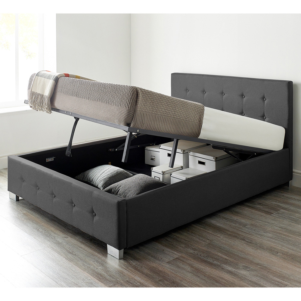 Aspire King Size Black Linen End Lift Ottoman Storage Bed Image 4