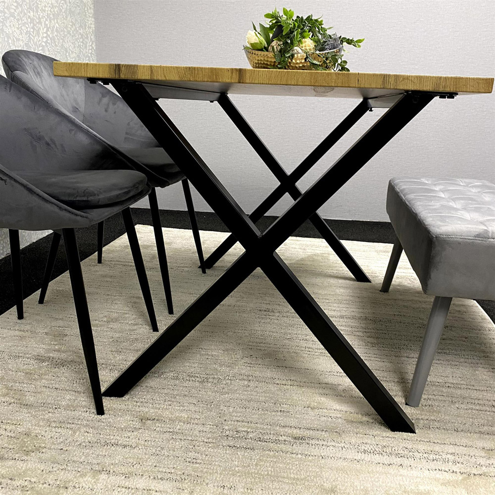 Kosy Koala 6 Seater MDF and Velvet Dining Table Set with Bench Grey Image 3