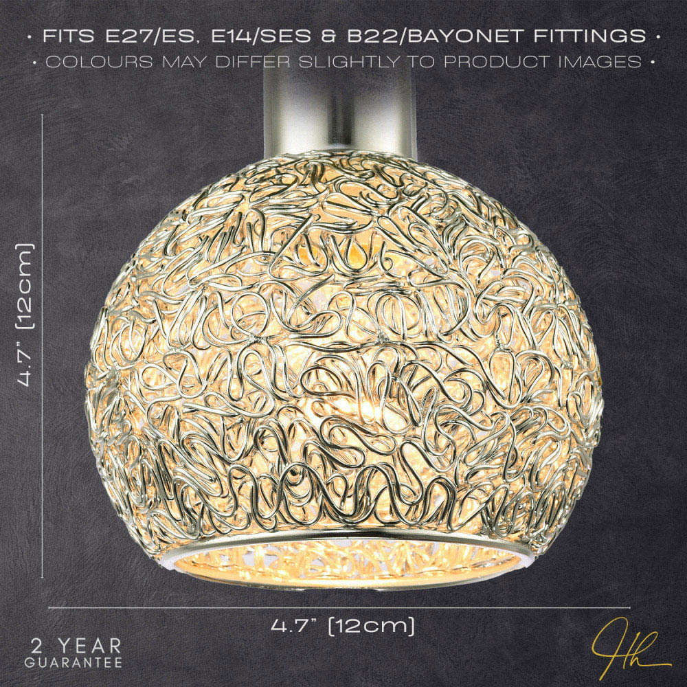 Happy Homewares Silver Round Twisted Wire Mesh Metal Lamp Shade Image 6