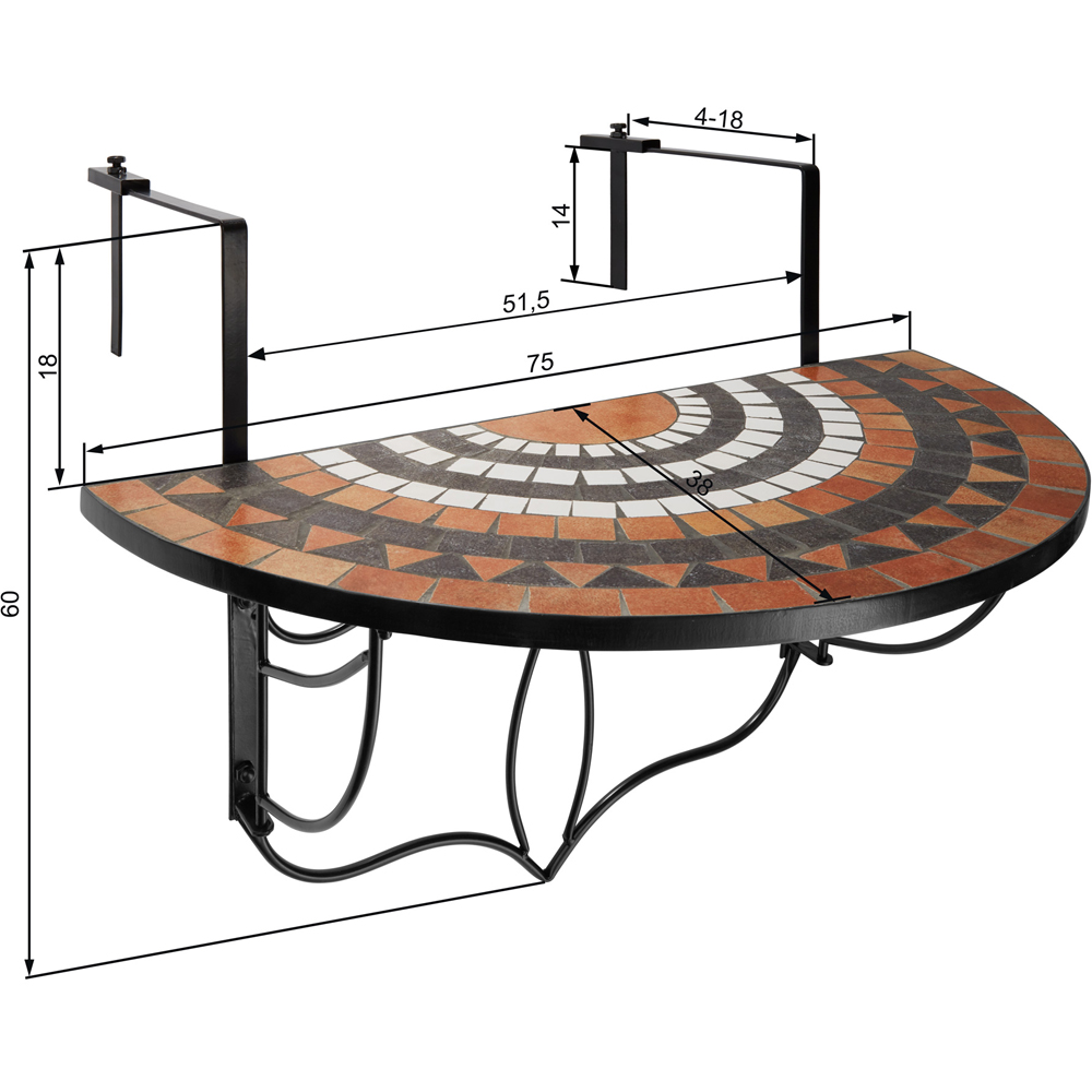 tectake Terracotta and White Mosaic Pattern Hanging Table Image 7