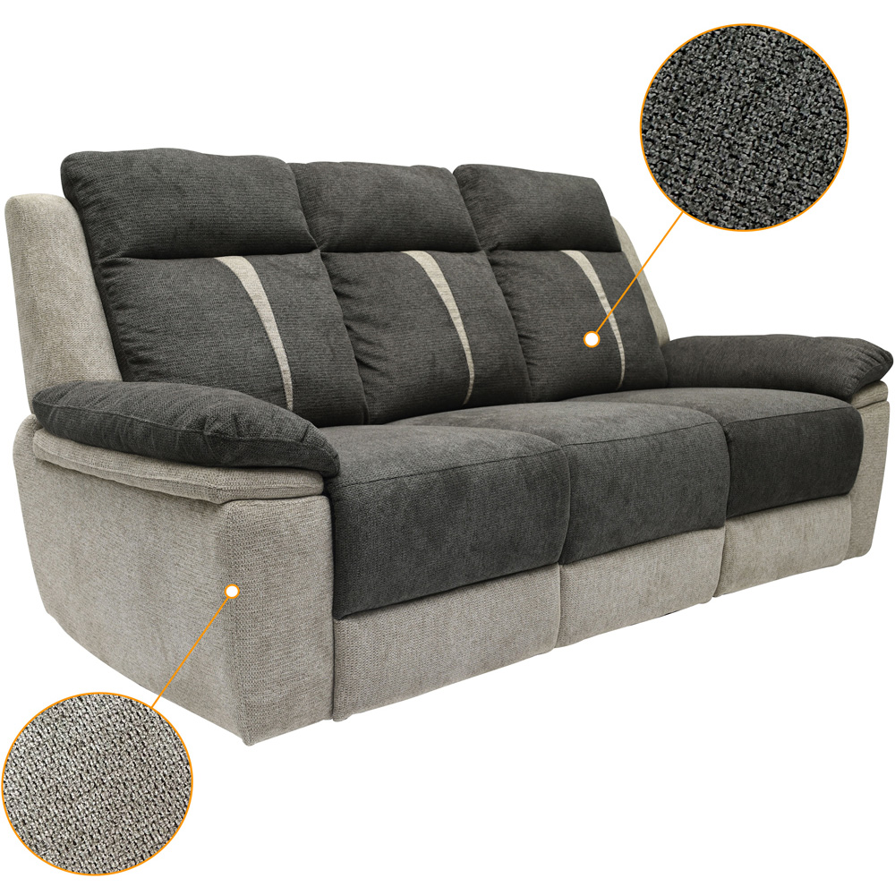 Comfy Living 5 Seater Grey Manual Recliner Sofa Set Image 5