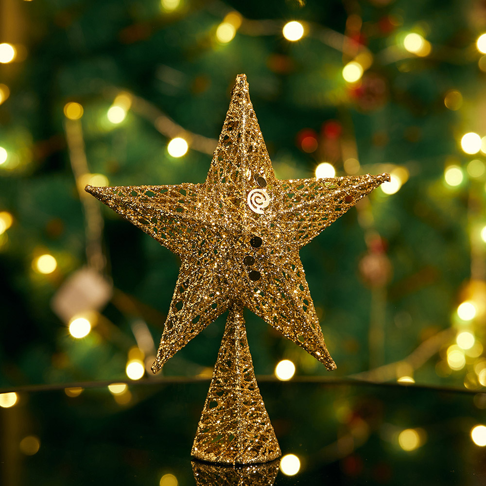 Living and Home Gold Star Wrought Iron Christmas Tree Topper 35cm Image 8
