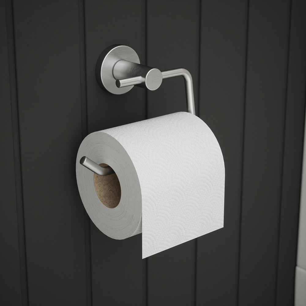 Rothley Brushed Silver Round Toilet Roll Holder Image 2