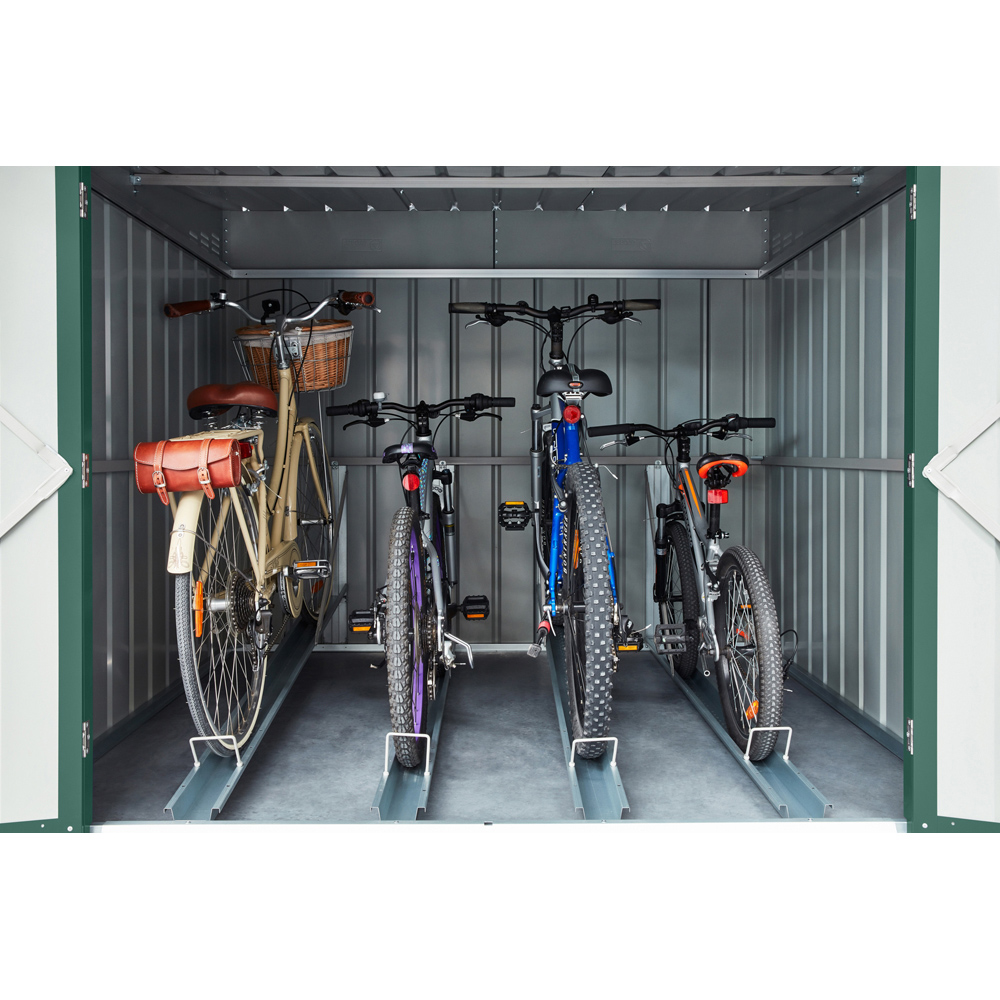 Globel 6 x 6ft 2 Door Green Metal Pent Bike Shed Image 7