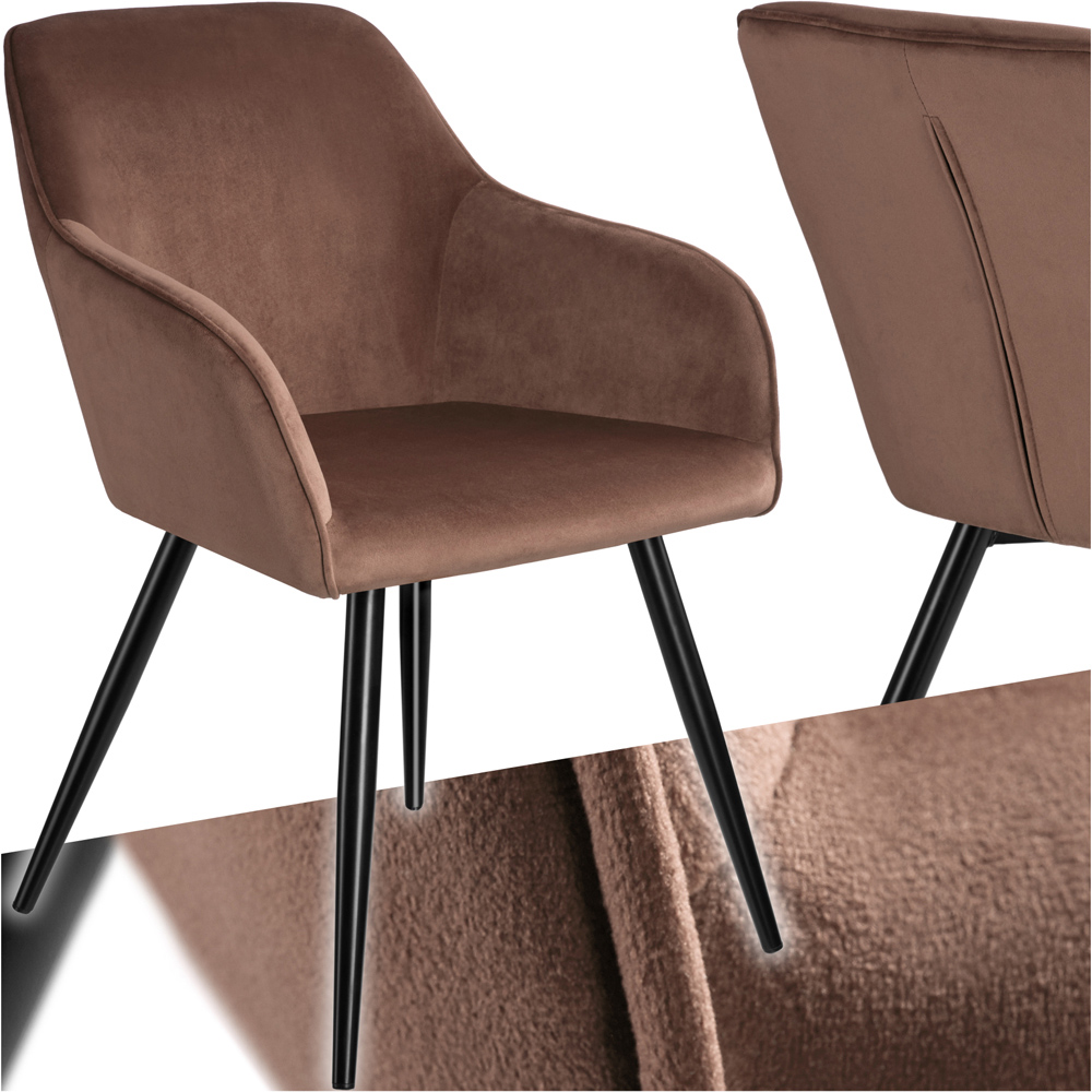 tectake Marilyn Brown and Black Velvet Look Padded Dining Chair Image 2