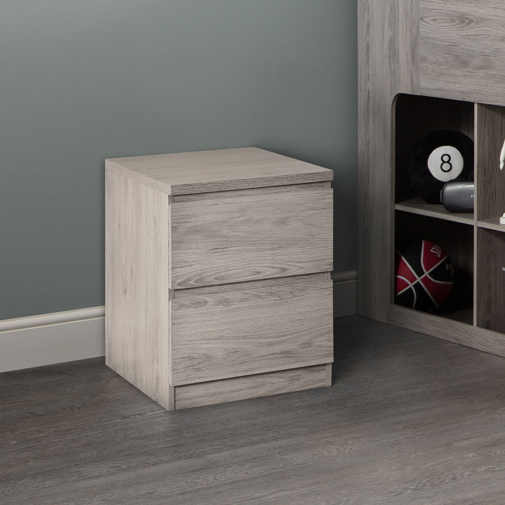 Julian Bowen Jupiter 2 Drawer Grey Oak Bedside Image 6