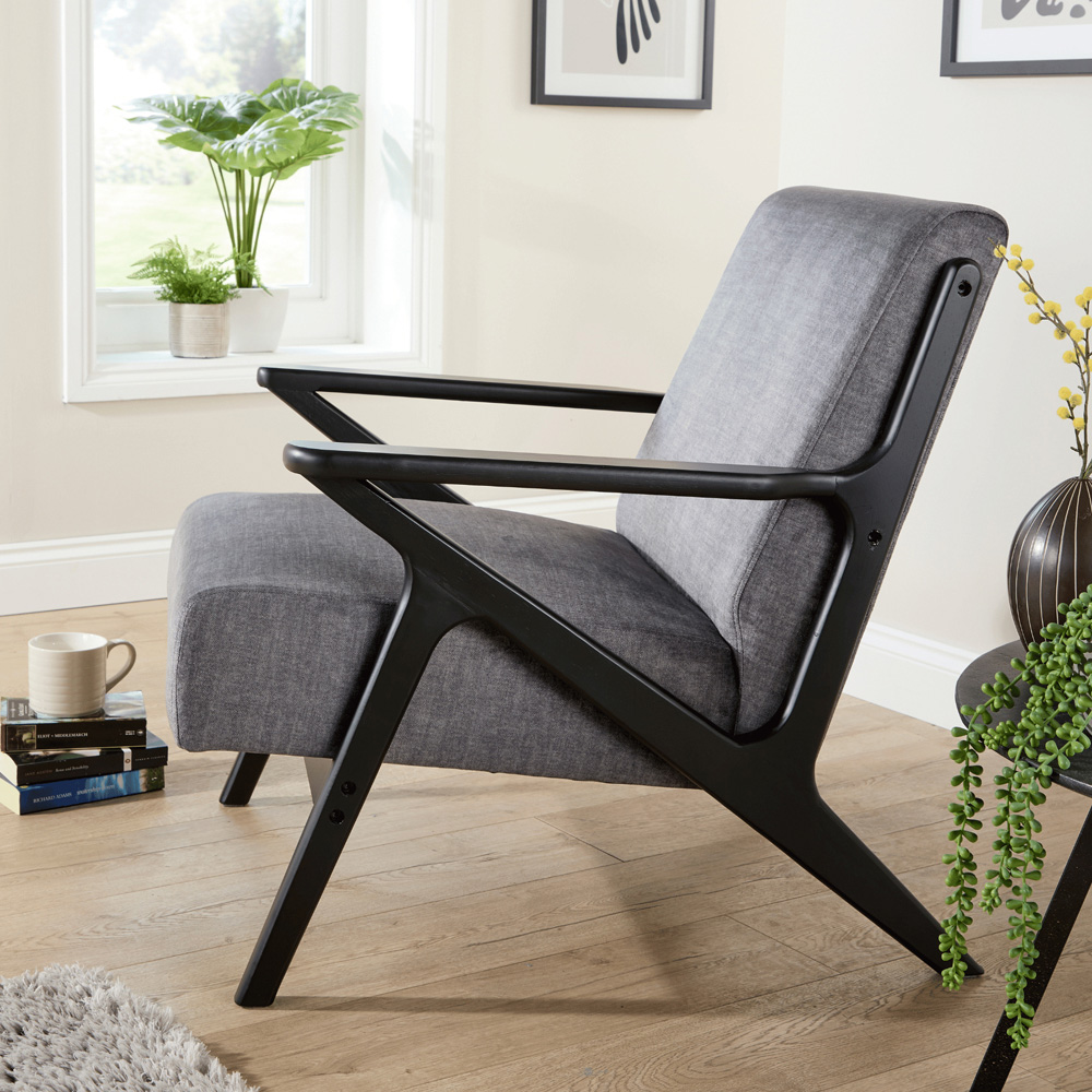 Home Source Cavera Graphite and Black Accent Chair Image 5