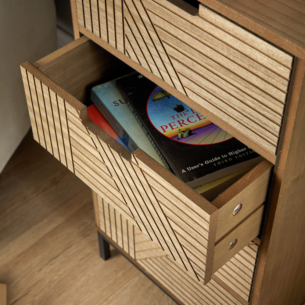 Home Source Mundesley 3 Drawer Wooden Geometric Storage Unit Image 4