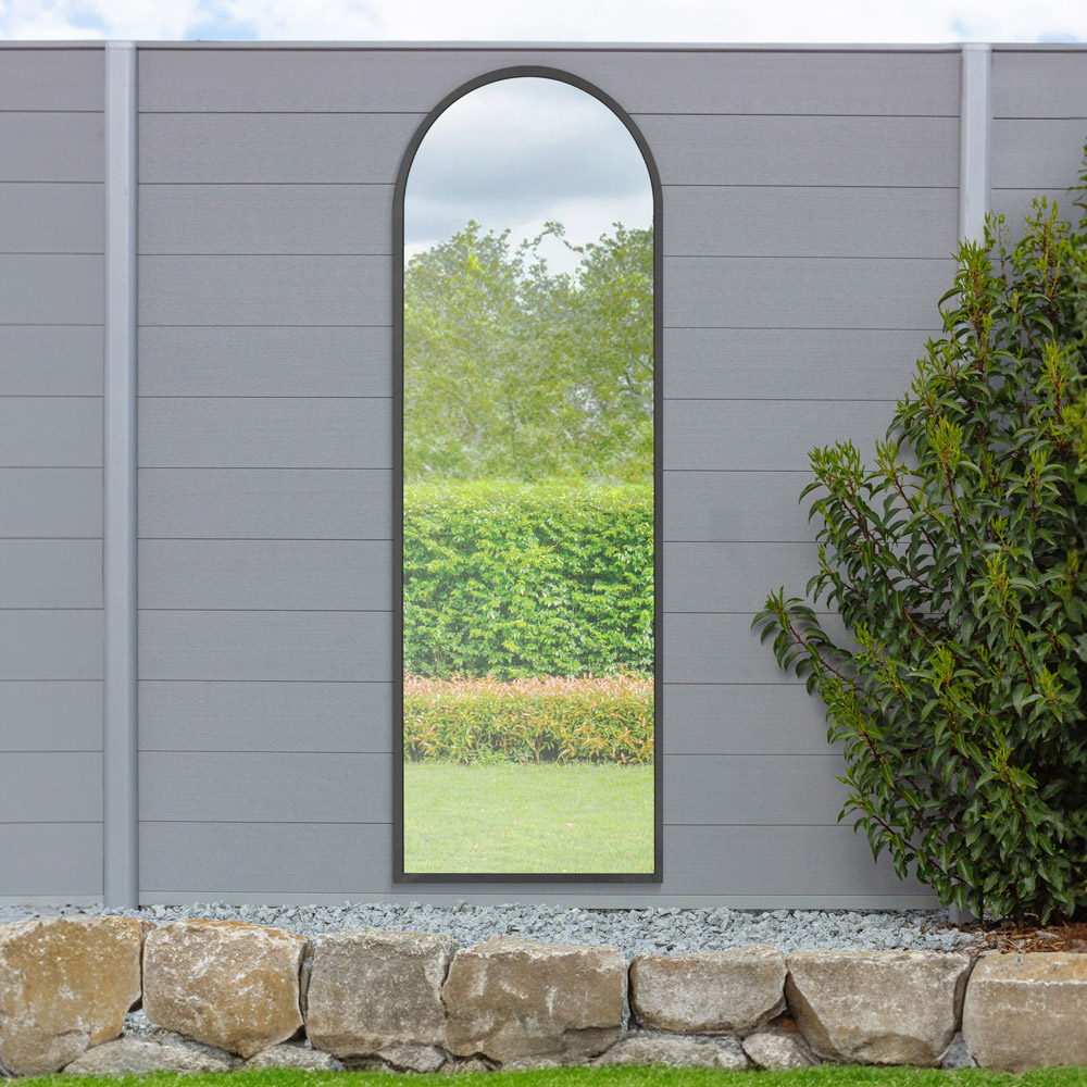 MirrorOutlet The Arcus Black Framed Arched Garden Wall Mirror 180 x 60cm Image 5