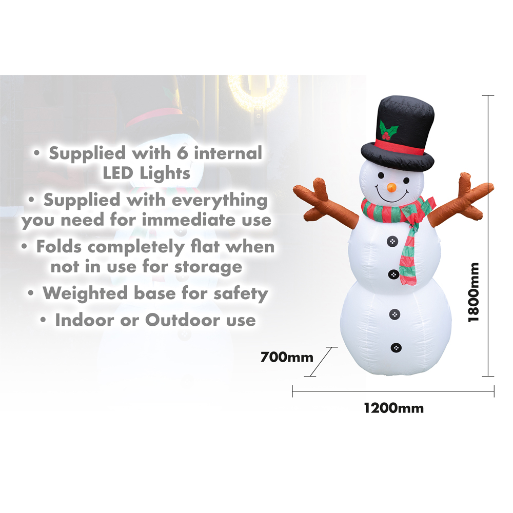St Helens Inflatable Snowman Christmas Decoration 180cm Image 6
