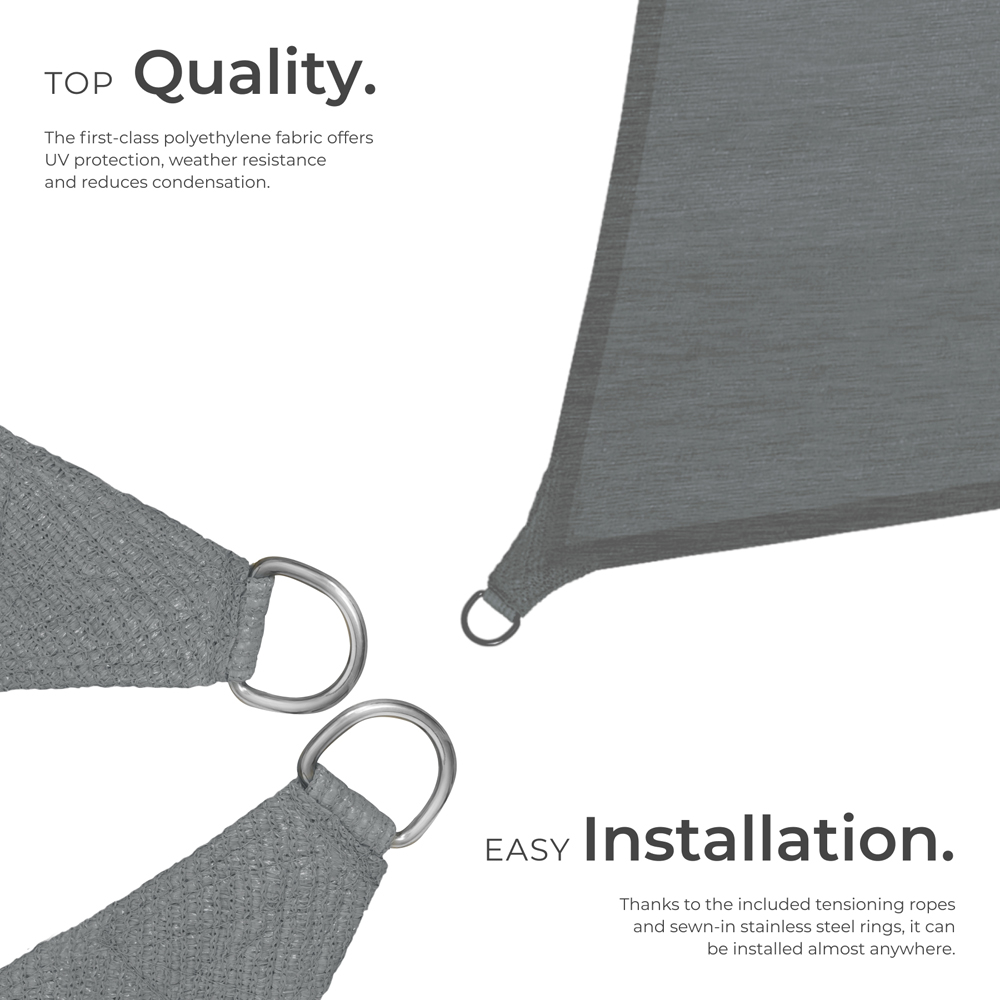 tectake Grey UV 50+ Rectangular Shade Sail 360cm Image 3