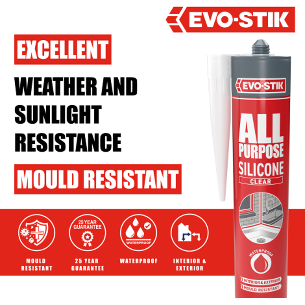 Evo-Stik Evo-Seal White Multipurpose Silicone Tube 290ml Image 4