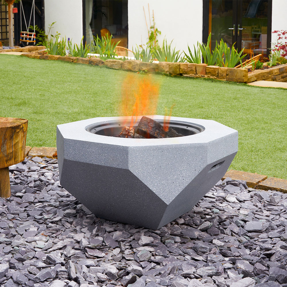 Field & Flame Rhoda Concrete Grey Wood Burning BBQ Fire Pit Image 8
